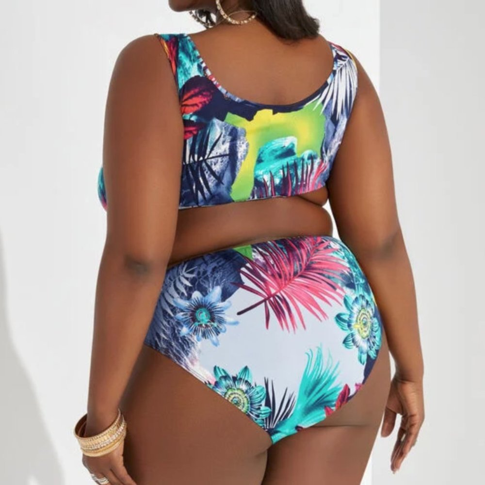 Tropical Butterfly Print Sexy Bodysuit, Ashley Stewart, NWT - Picture 2 of 9